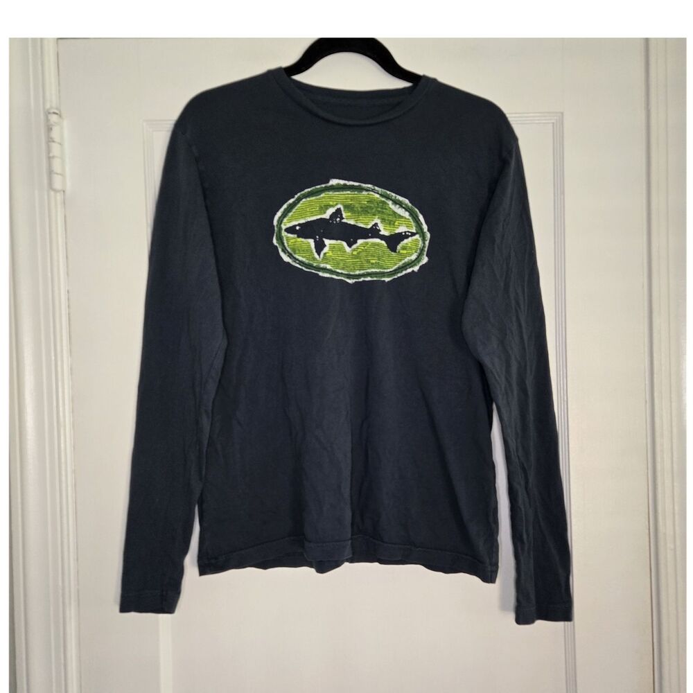 Dogfish Head Shark Logo Long Sleeve T Shirt Mens S Black Graphic